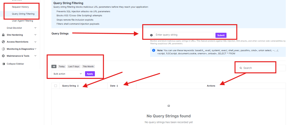 ultimate security Query String Filtering