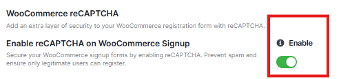 WooCommerce enable reCAPTCHA