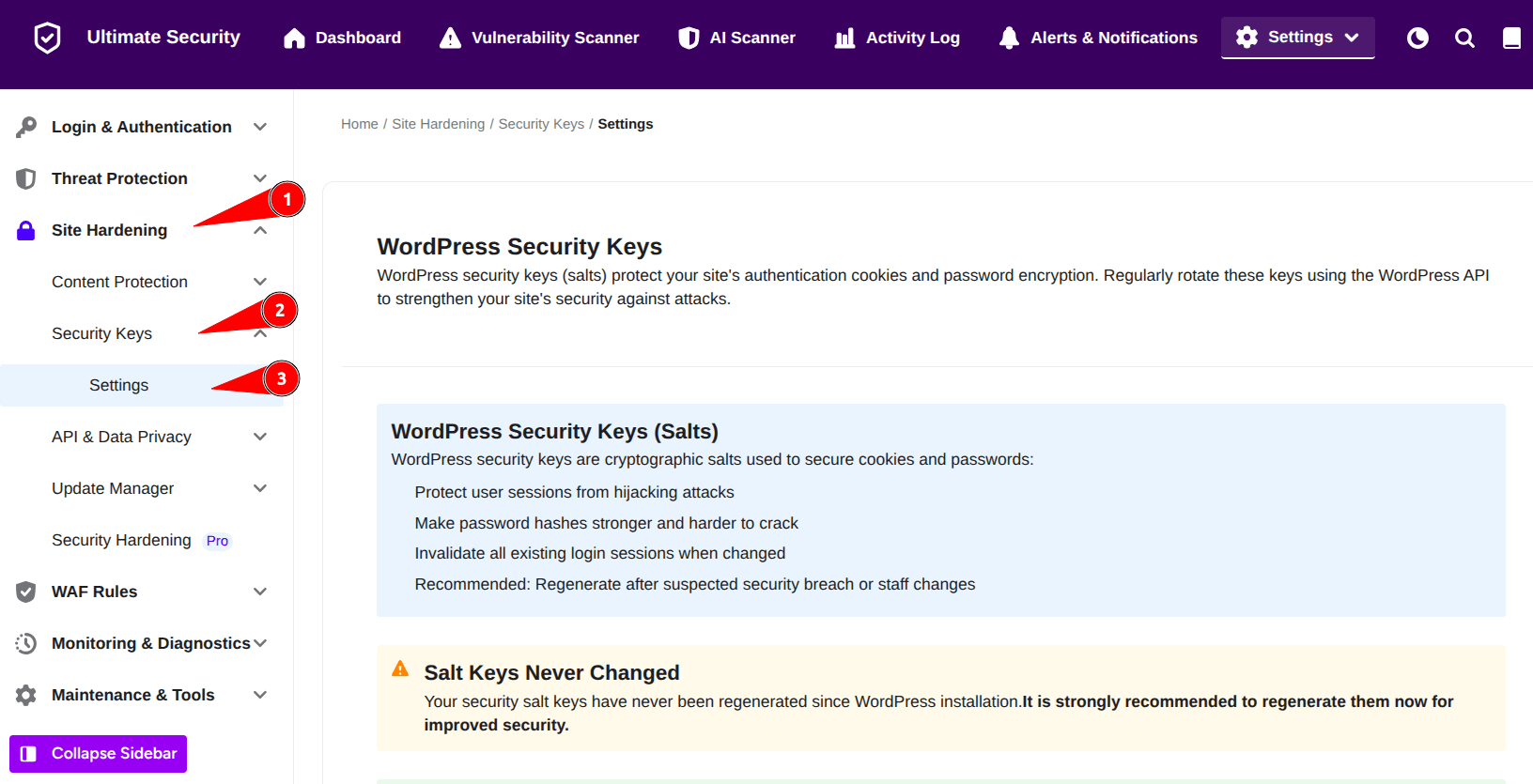 WordPress Security Keys new