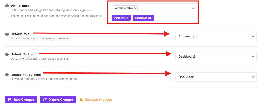 access link settings