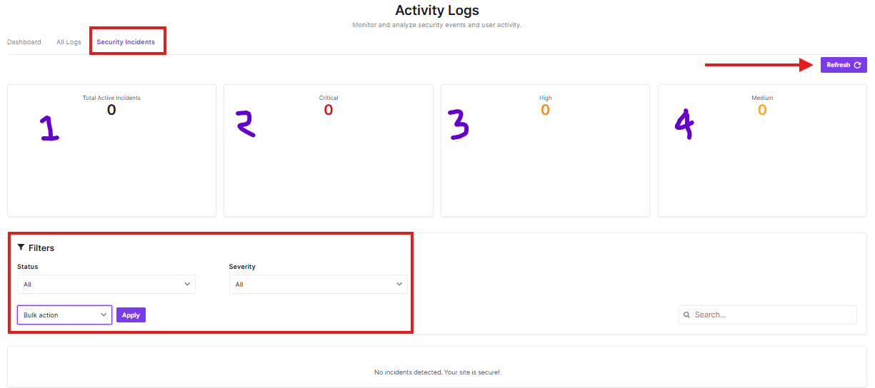 activity logs security incidents