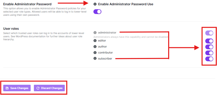 admin password auth