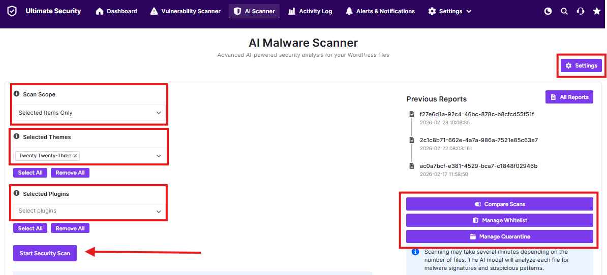 ultimate security AI malware scanner