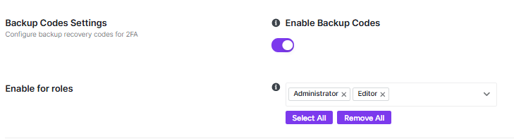 enable back up code and role enable back up code and role