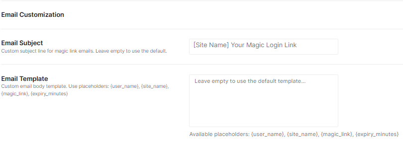 magic link Email Customization