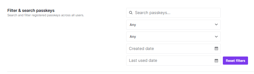 filter & search passkey 