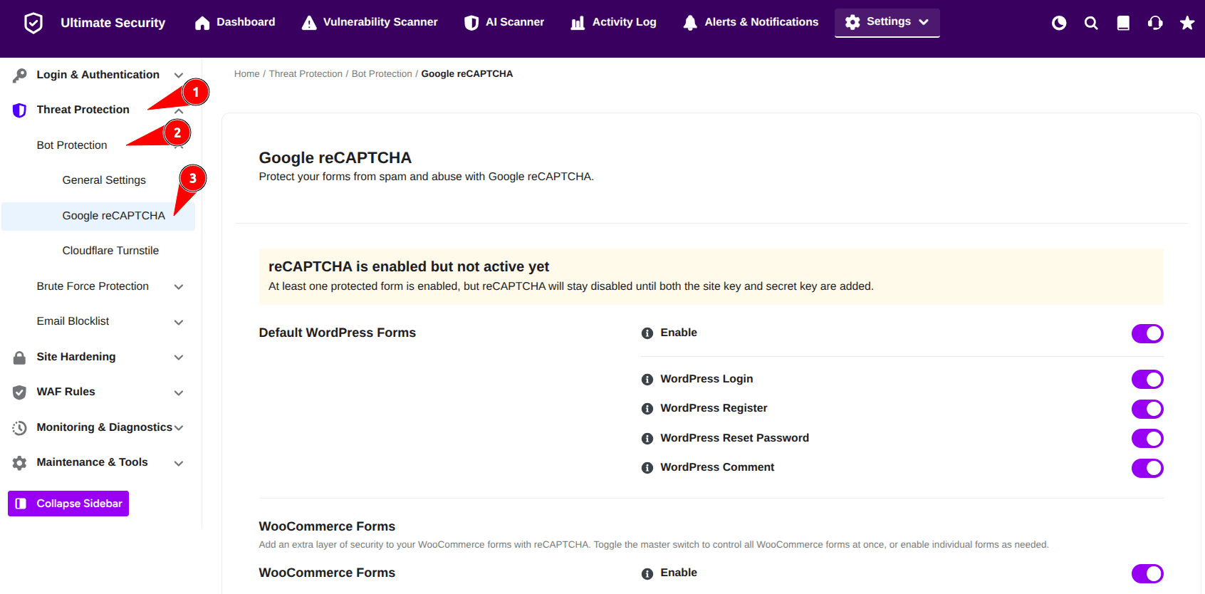 google recaptcha ultimate security new settings