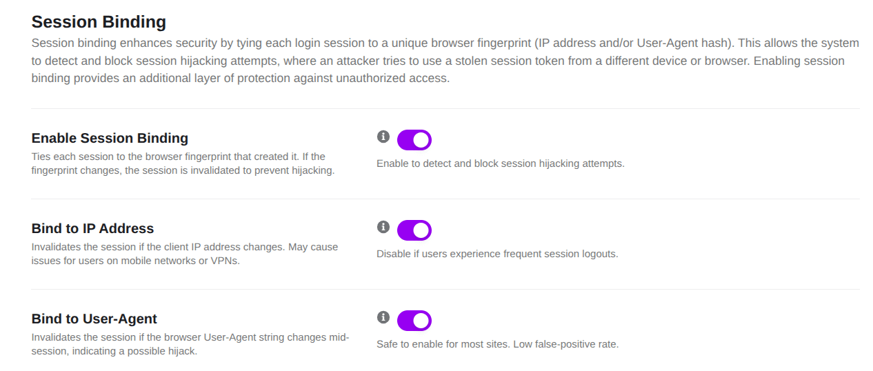 session binding in session management in ultimate security