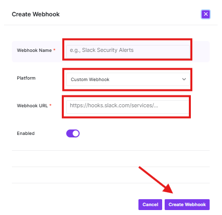 alert webhook alert webhook