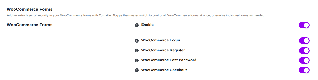 woocommerce forms in cloudflare turnstile in ultimate security
