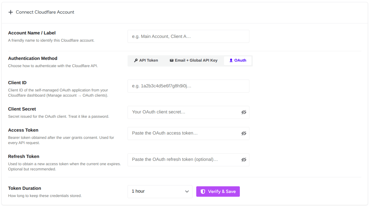 OAuth Clients settings in ultimate security