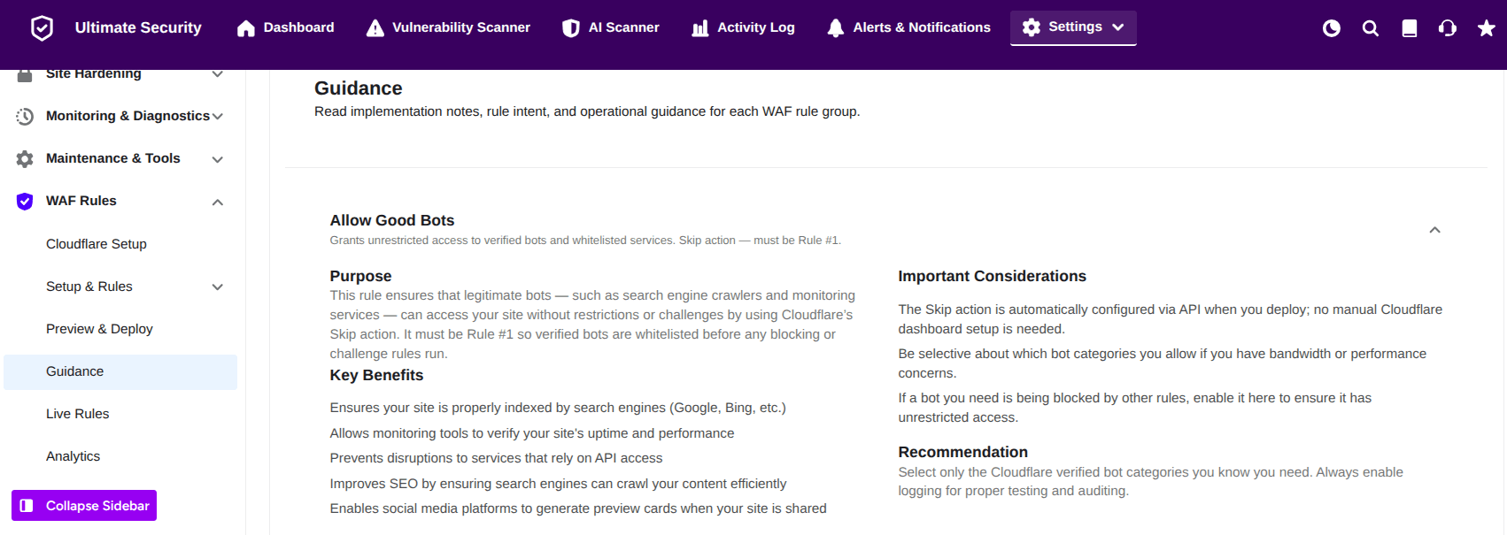 allow good bots guidance in ultimate security allow good bots guidance in ultimate security