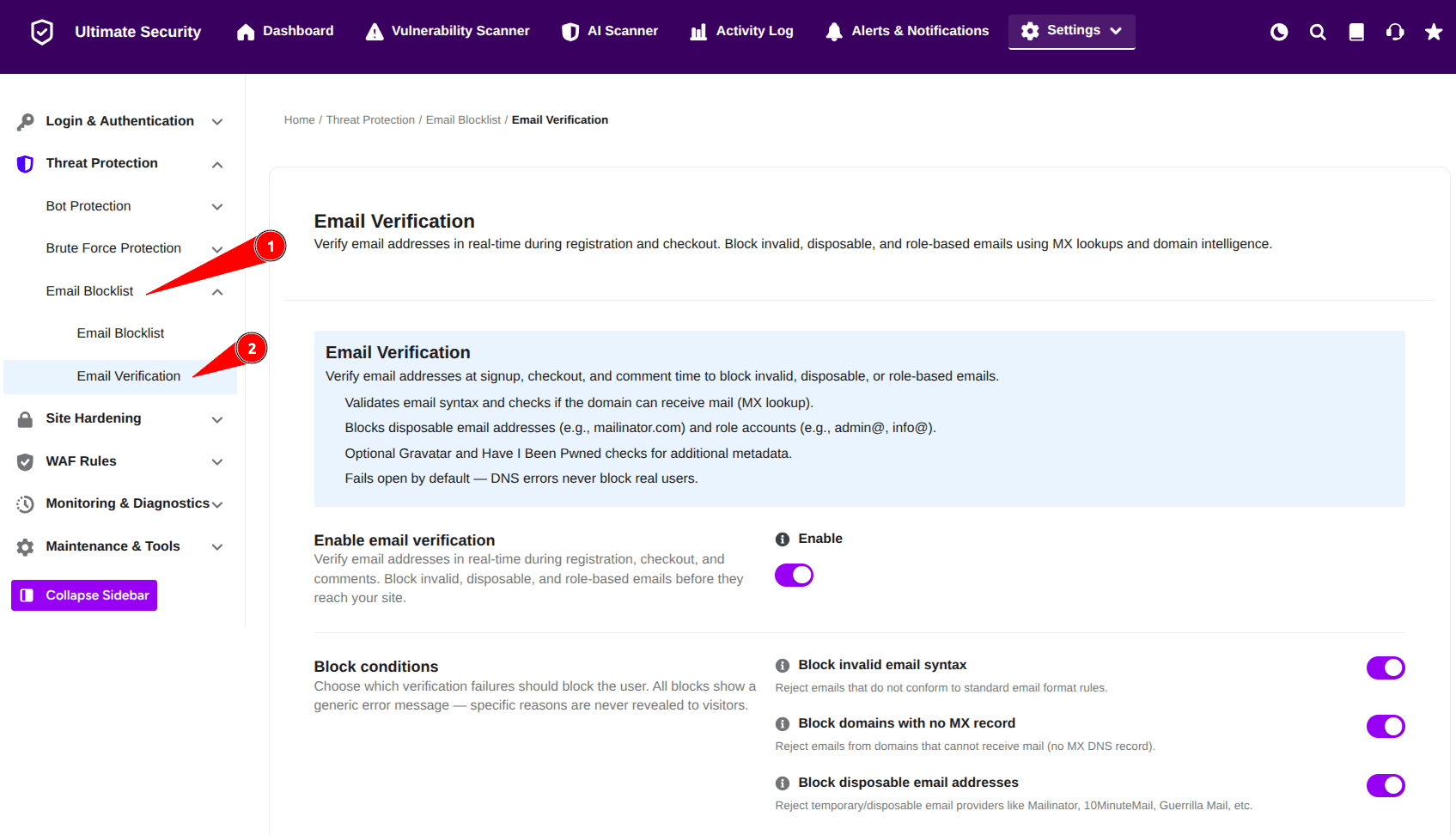 email verification in ultimate security