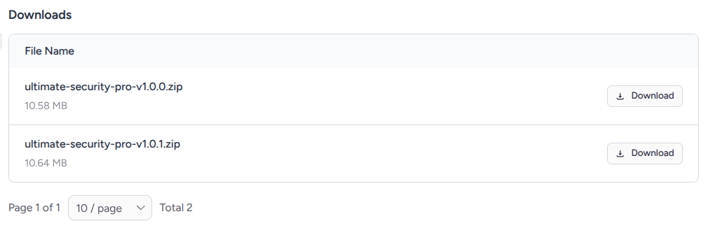 download settings in the ultimate security customers dashboard