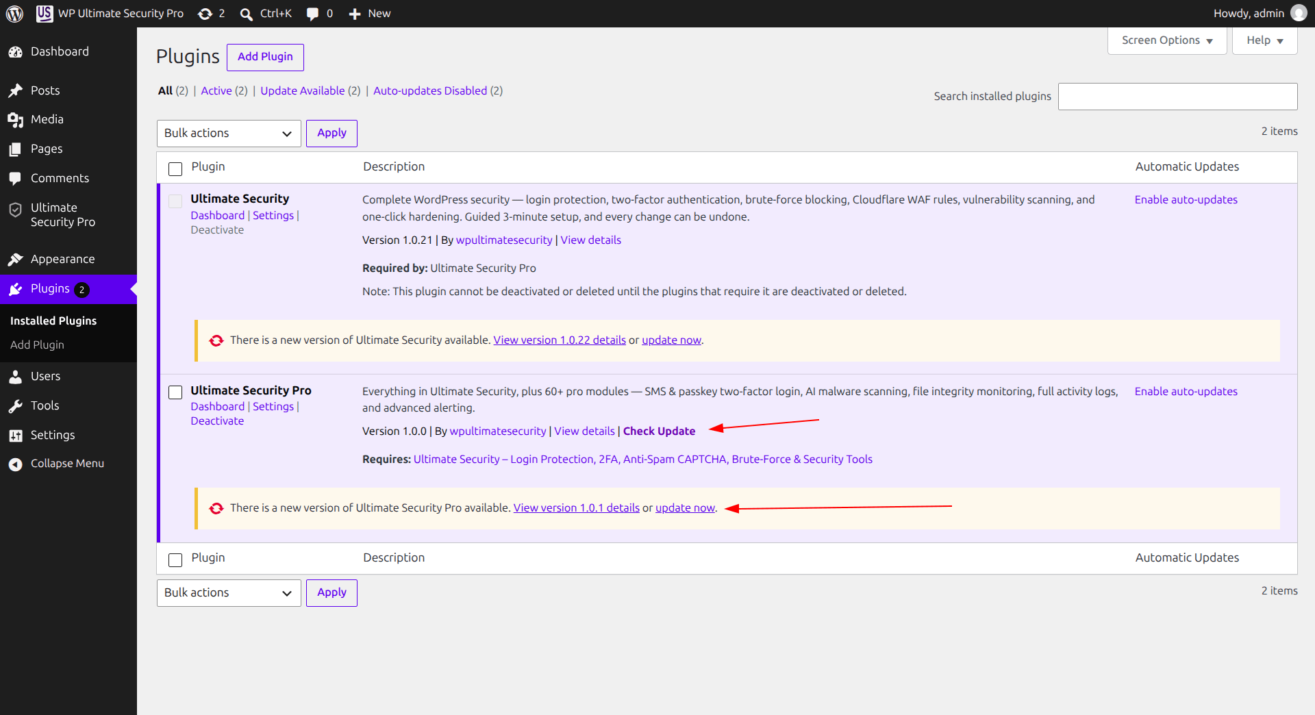 how to update ultimate security pro after the license is activate