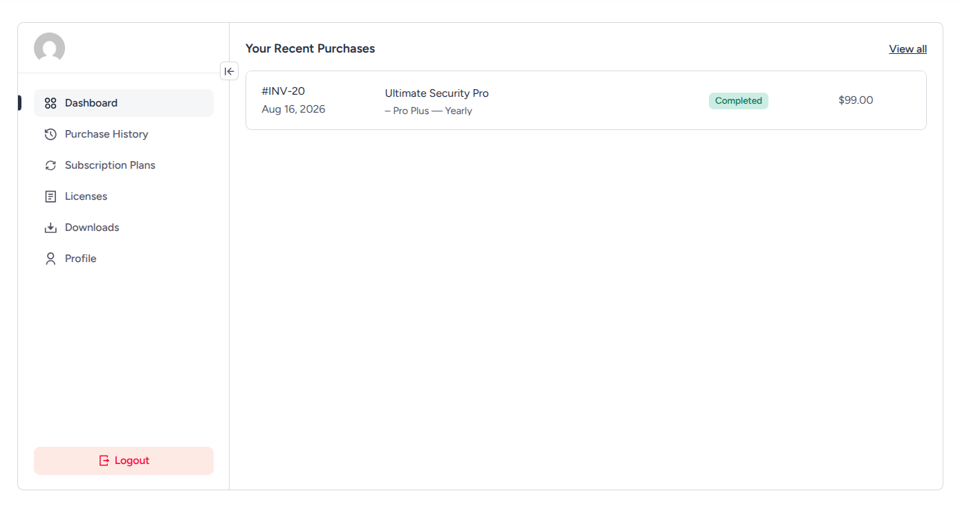 ultimate security pro users login dashboard portal.